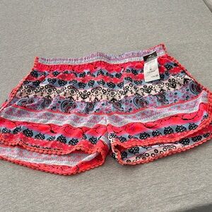 Just Love Vibrant Pink and Black Patterned Shorts
